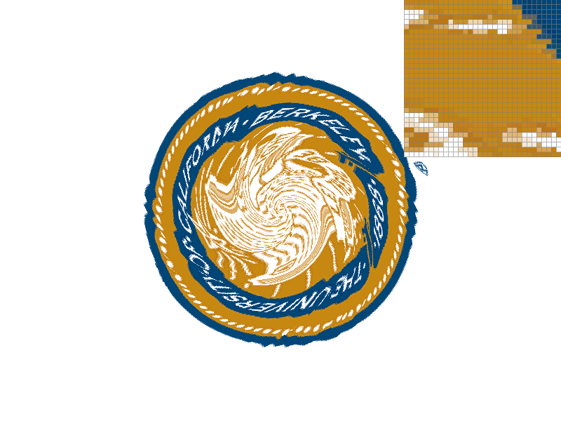 Magnified seal with nearest texture sampling at one sample per pixel