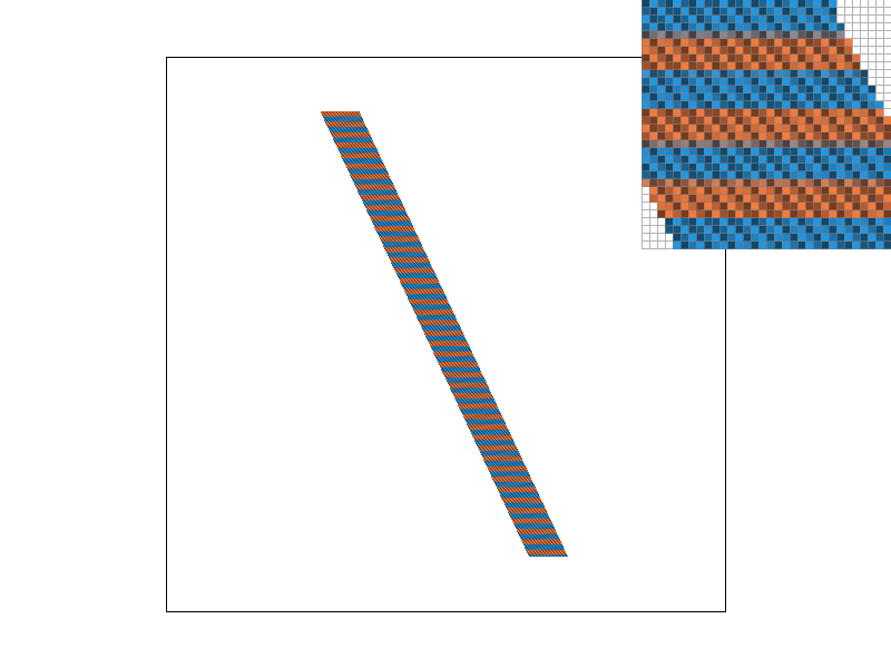 The same slanted texture with bilinear filtering and remaining stripe aliasing
