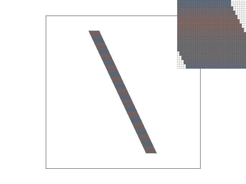 The same texture with trilinear filtering, with muted and blurred color bands