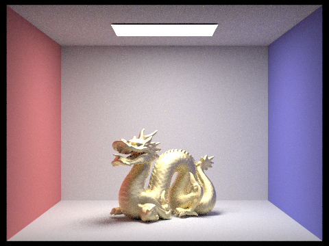 Raytraced golden dragon.